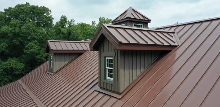 A metal roofing of a house with a dormer type of roof architecture